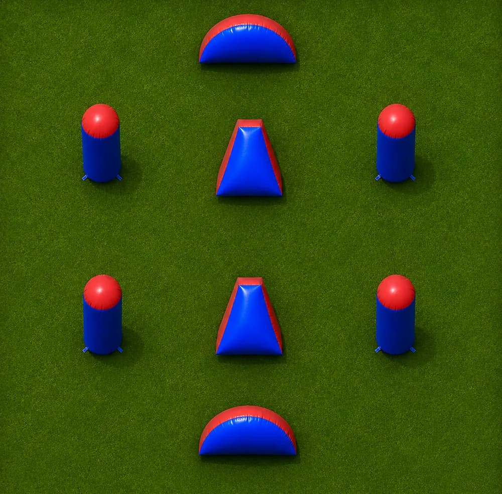 Fast Break — top-down view of a 8 bunker GellyBall field