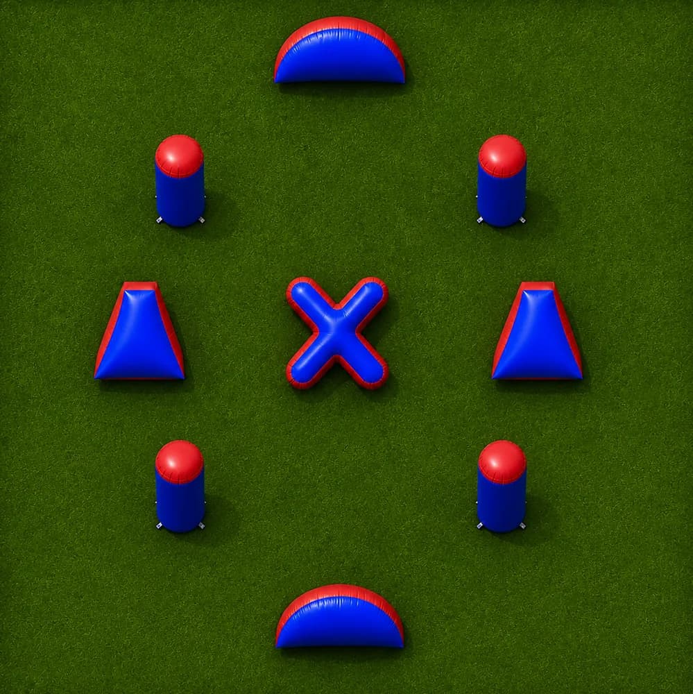Spearhead — top-down view of a 9 bunker GellyBall field